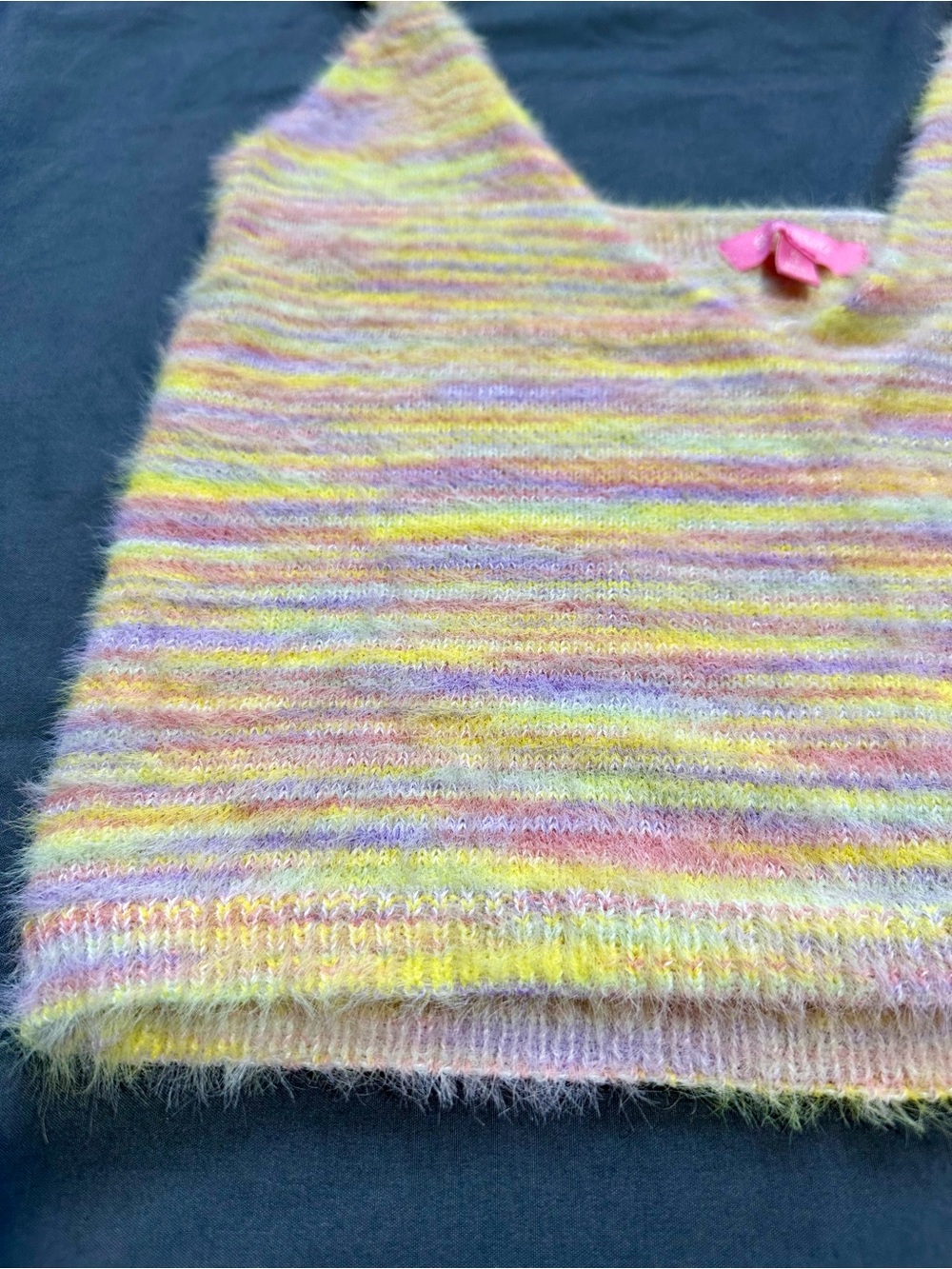 Sugar Thrillz Candy Rain Crop Top NWT S Pastel Multicolor Fuzzy Knit Tank Y2K - Picture 5 of 11